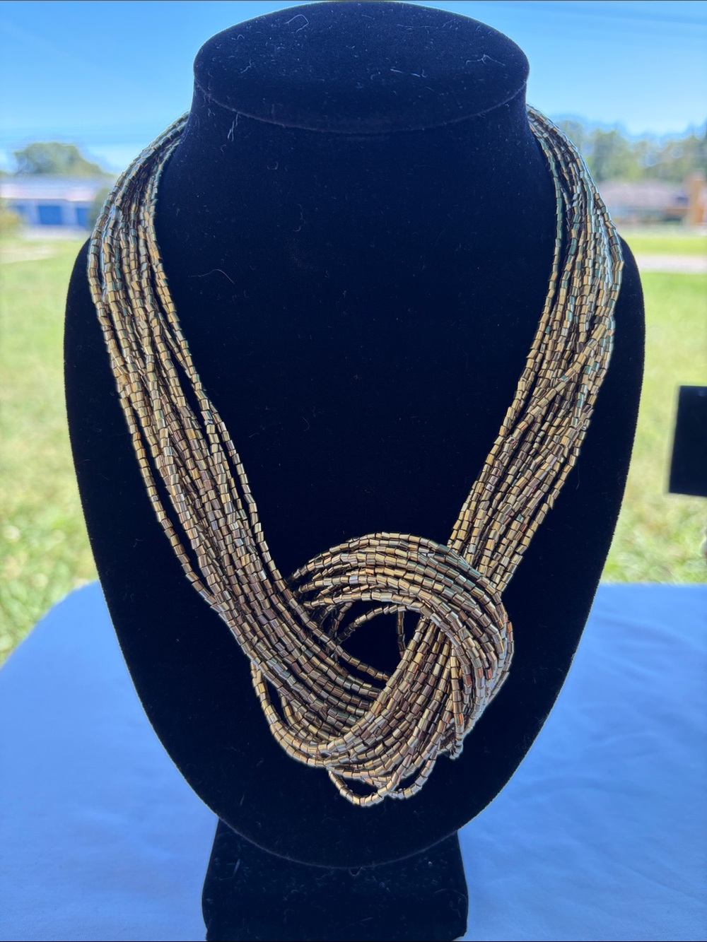 Multi-Strand Gold Beaded Knot Necklace - Women Jewelry